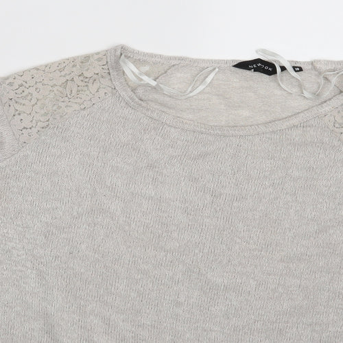 New Look Womens Grey Floral  Pullover Sweatshirt Size 10