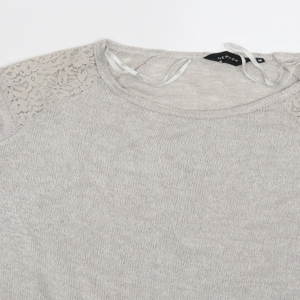 New Look Womens Grey Floral  Pullover Sweatshirt Size 10