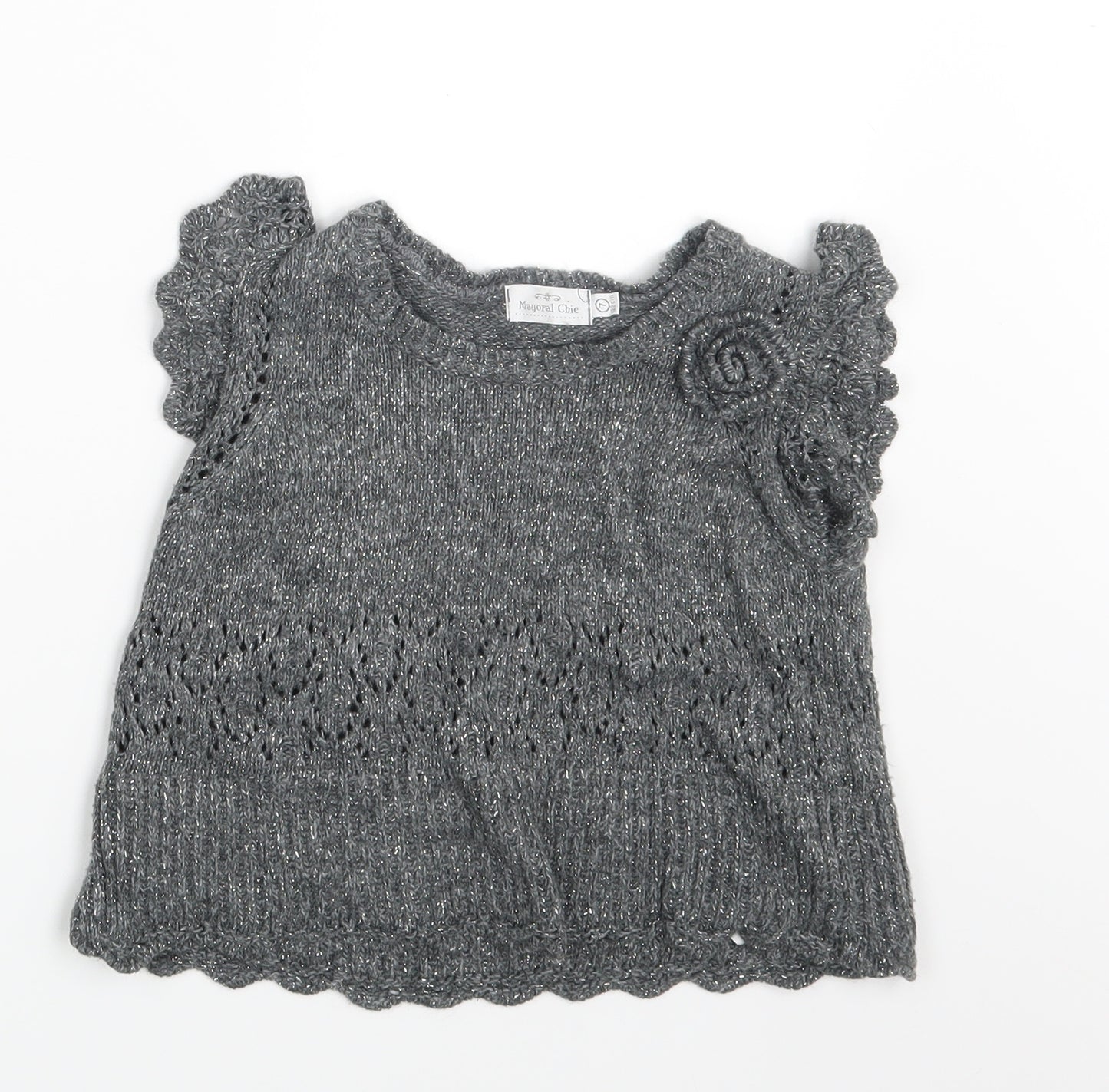 Mayoral Chic Girls Grey   Pullover Jumper Size 6-7 Years