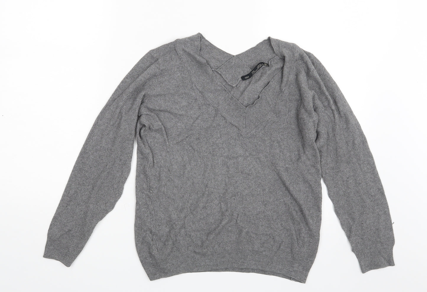 Lara Knit Womens Grey   Pullover Sweatshirt Size M