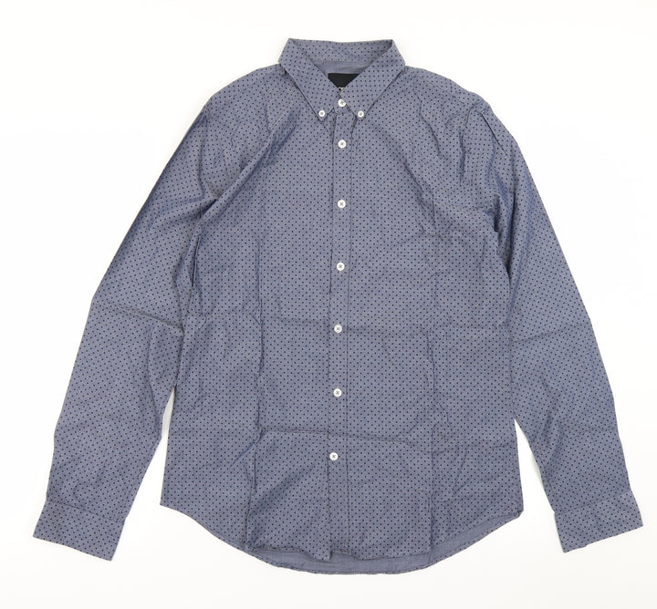 ASOS Mens Blue Polka Dot Button-Up Size M