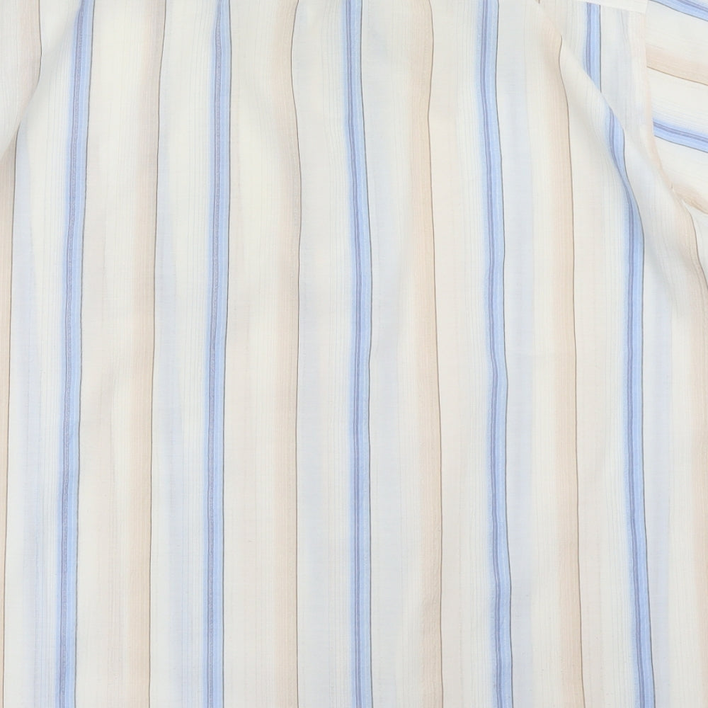 THBYTGL Mens White Striped   Button-Up Size 17.5