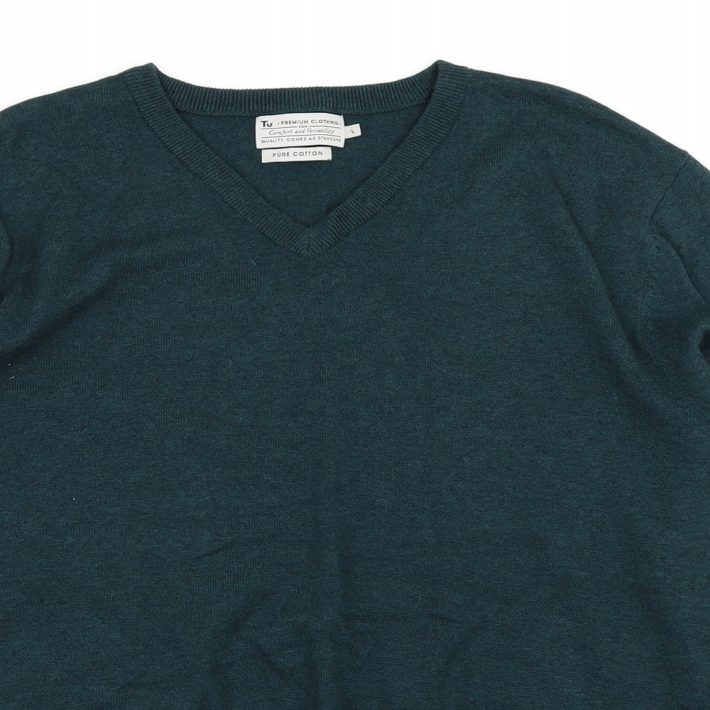 TU Mens Green  Knit Pullover Jumper Size L