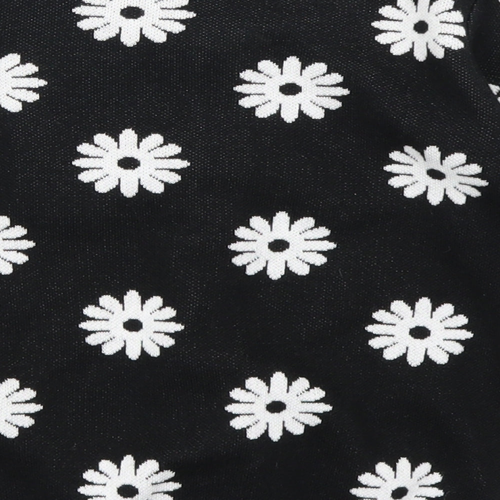 TU Girls Black Floral Knit Cardigan Jumper Size 6 Years