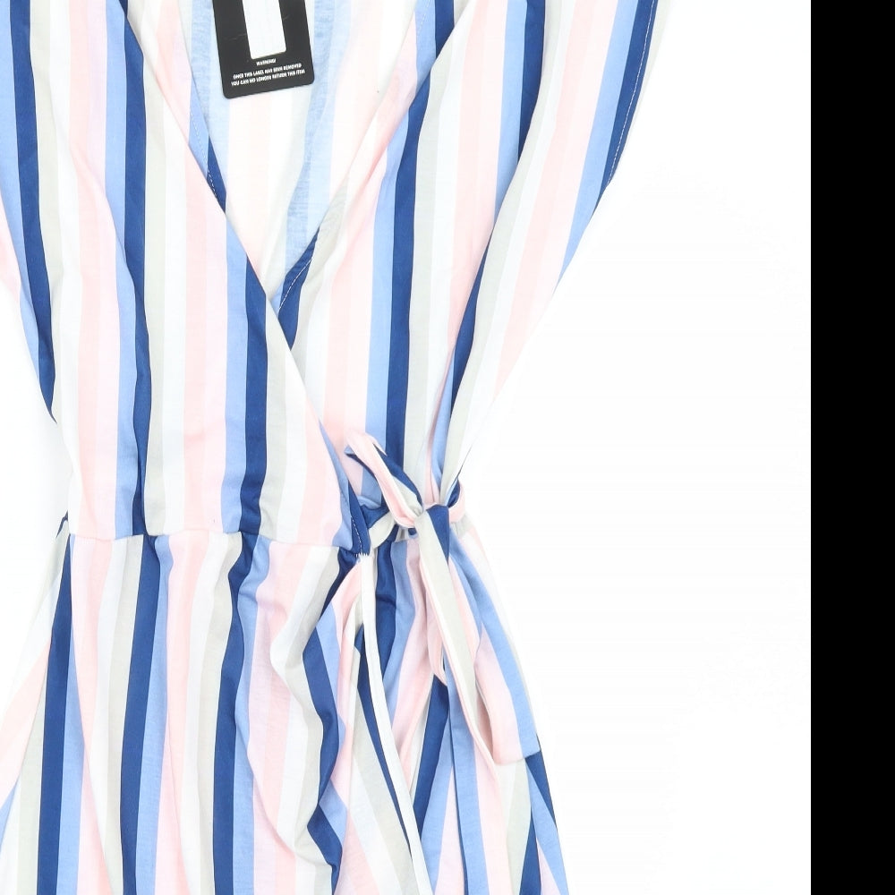 Pretty Little Thing Womens Pink Striped  Wrap Dress  Size 12