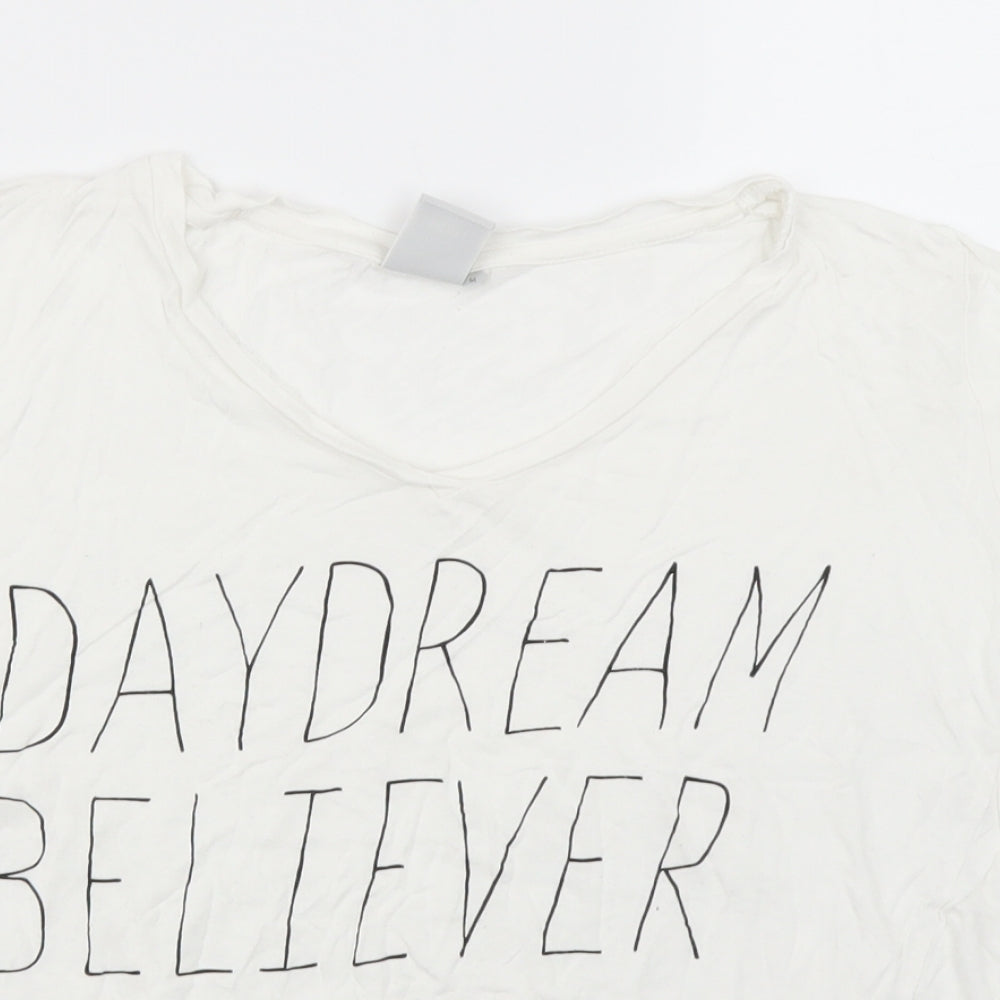 ICHI Womens White   Cropped T-Shirt Size M