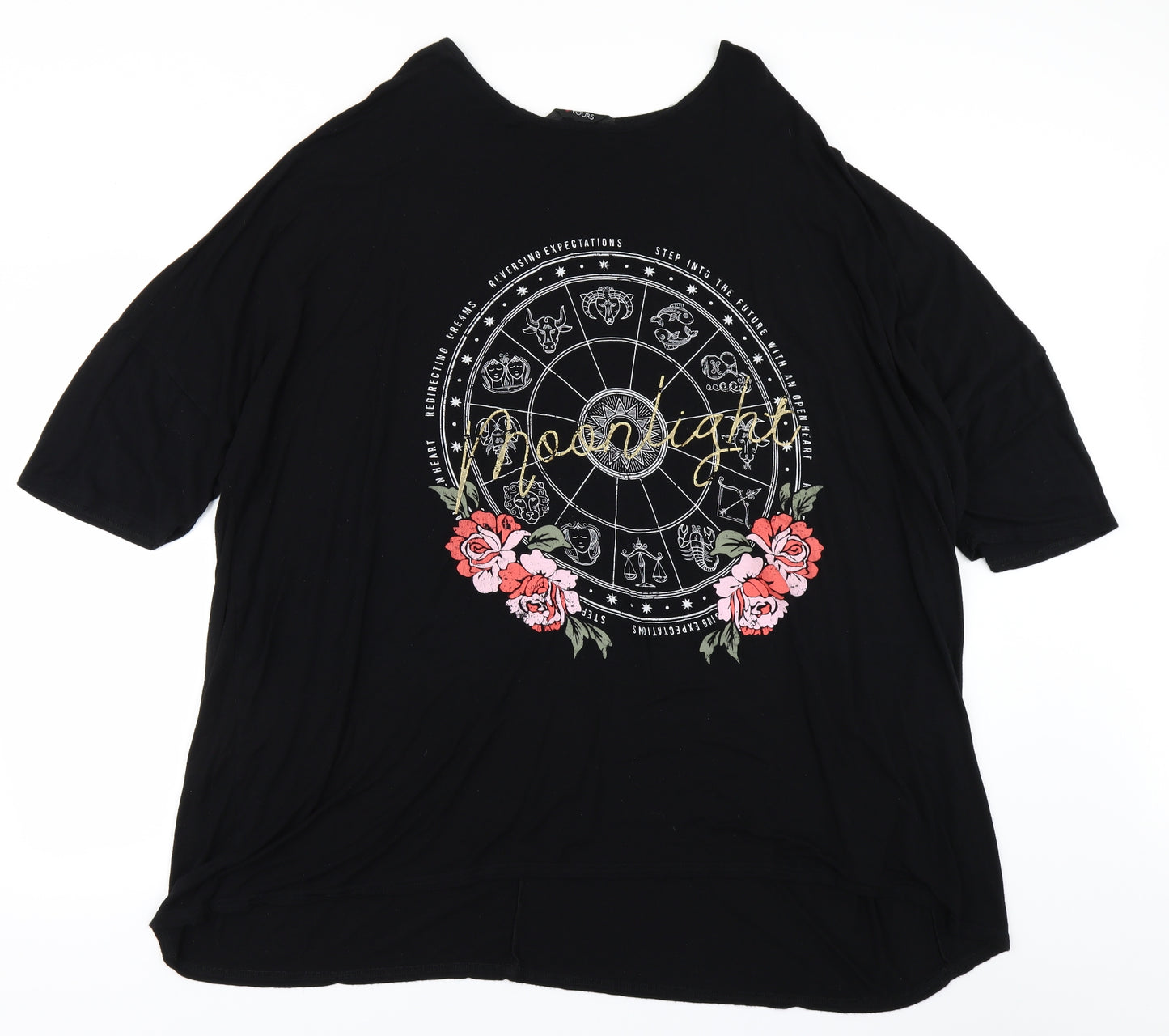 Yours Womens Black   Basic T-Shirt Size 26