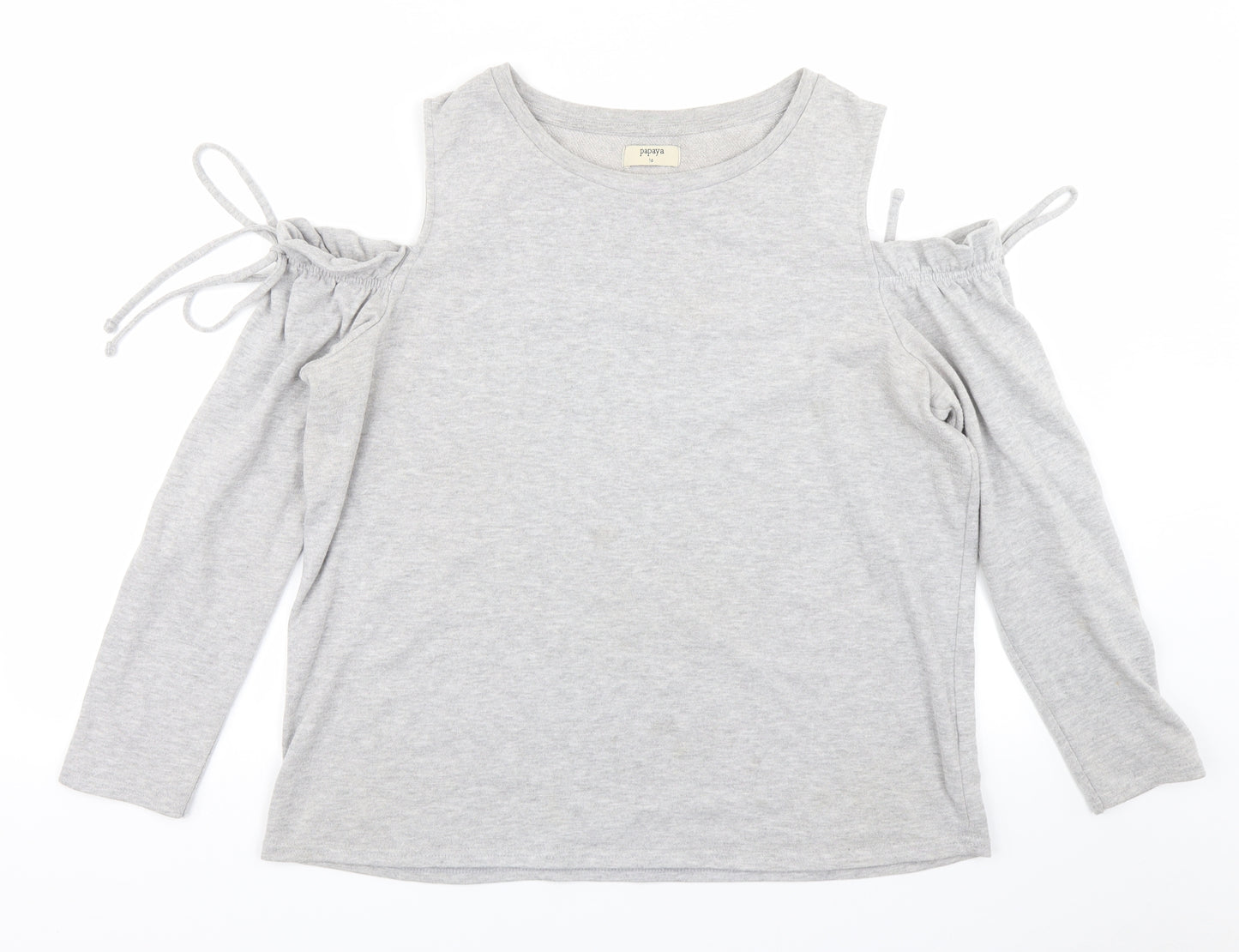 Papaya Womens Grey   Basic T-Shirt Size 16  - cold shoulder