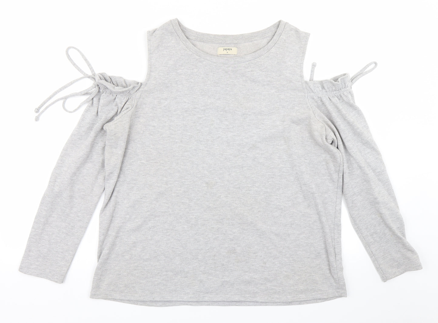 Papaya Womens Grey   Basic T-Shirt Size 16  - cold shoulder