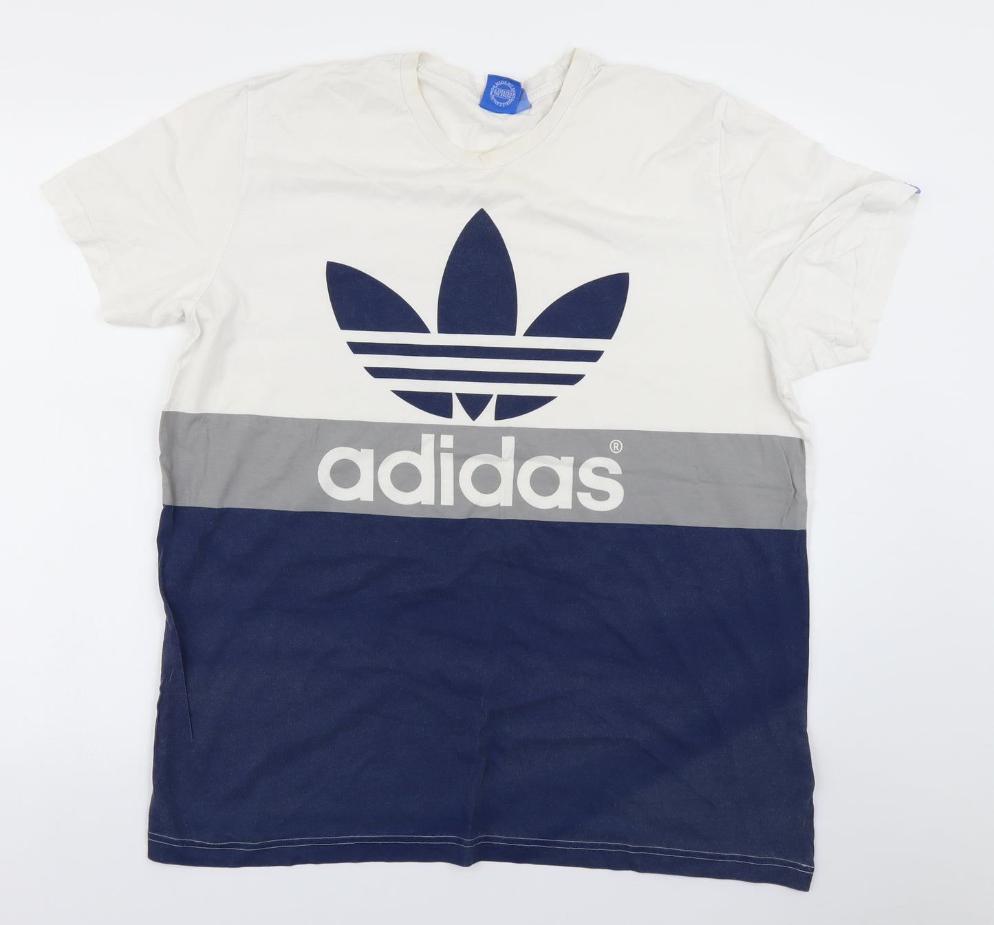 adidas Mens Blue Colourblock   T-Shirt Size XL