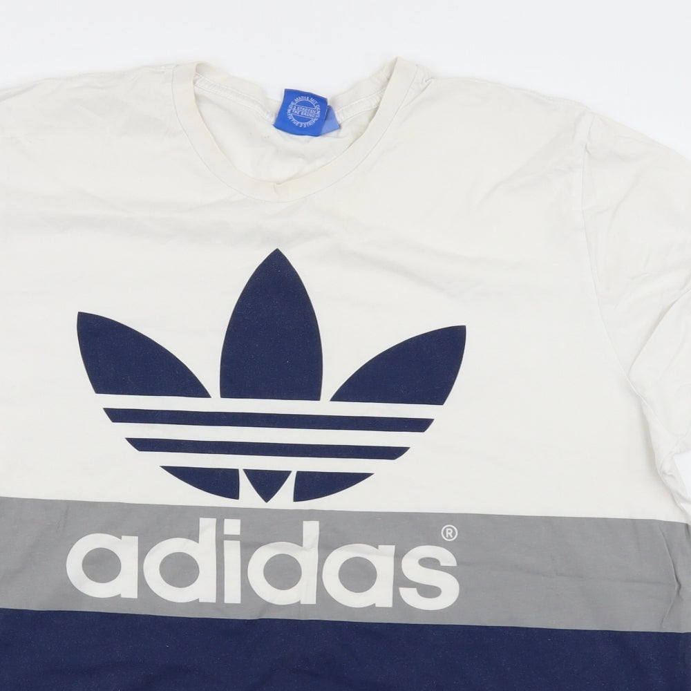adidas Mens Blue Colourblock   T-Shirt Size XL