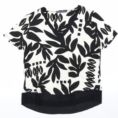 M&S Collection Womens White Floral  Basic T-Shirt Size 10