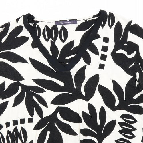 M&S Collection Womens White Floral  Basic T-Shirt Size 10