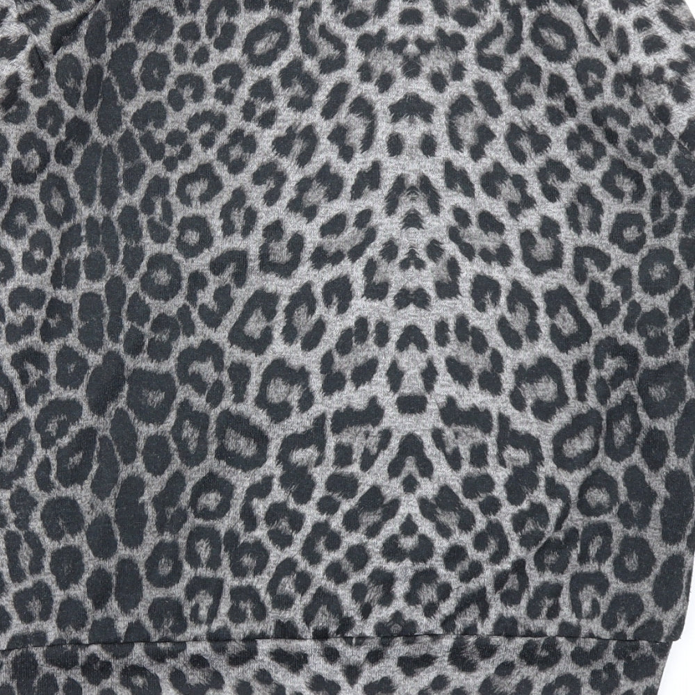 QED London Womens Grey Animal Print  Pullover Sweatshirt Size 10