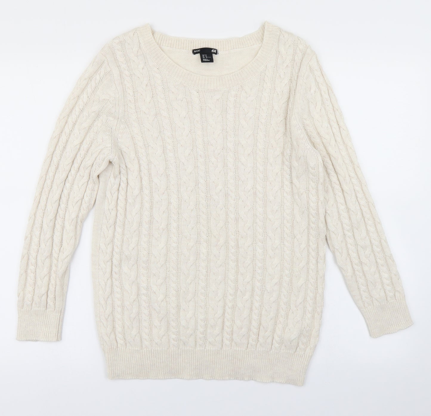 H&M Womens Ivory  Knit Pullover Jumper Size M