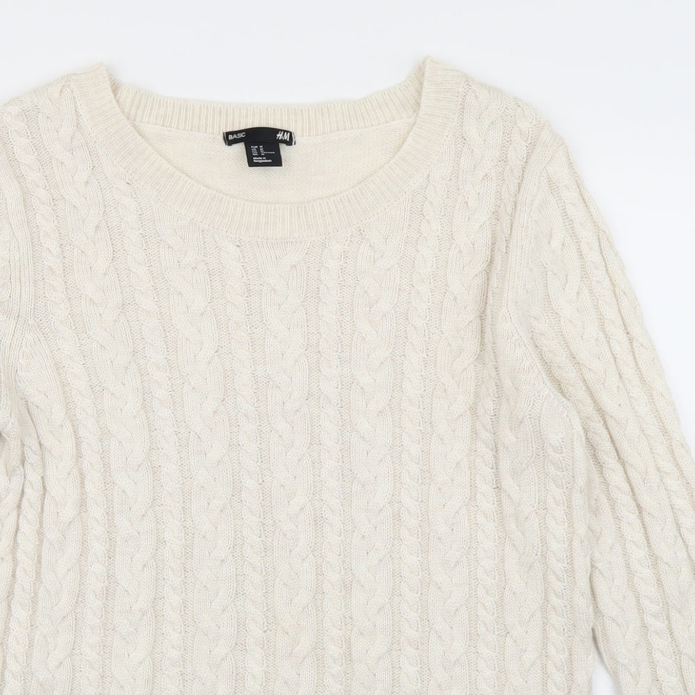 H&M Womens Ivory  Knit Pullover Jumper Size M