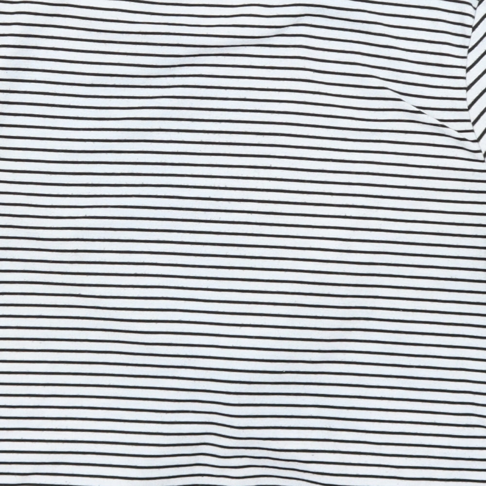 Primark Womens White Striped  Cropped T-Shirt Size 10