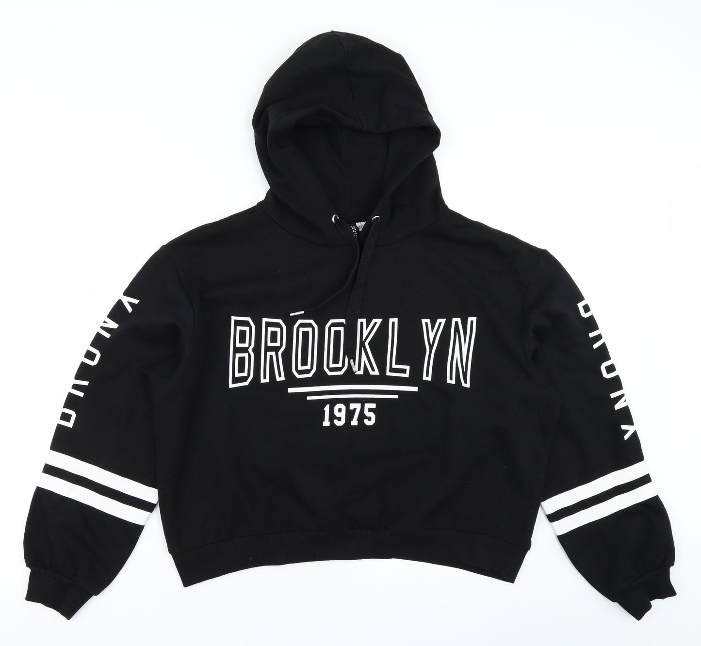 Divided Womens Black   Pullover Hoodie Size L  - Cropped
