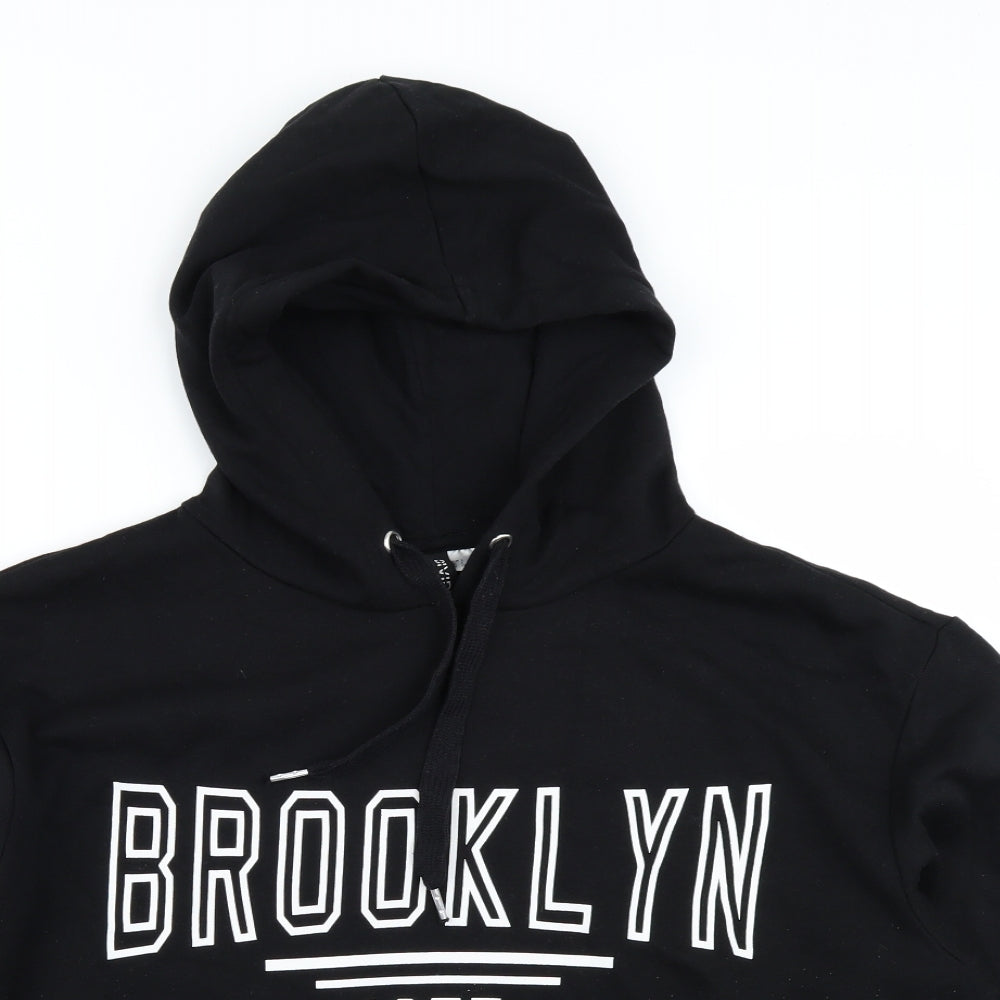 Divided Womens Black   Pullover Hoodie Size L  - Cropped