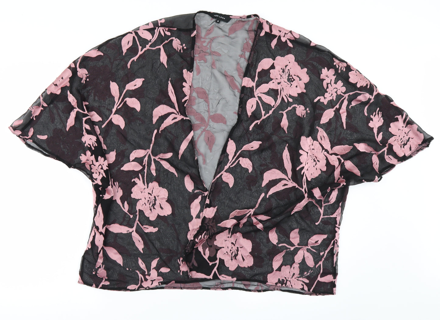 New Look Womens Black Floral  Kimono Jacket Size 8
