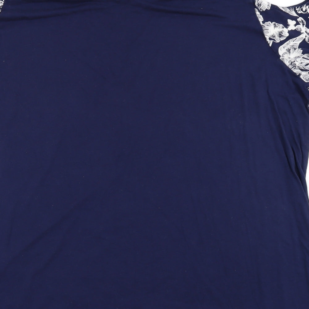 Yours Womens Blue Floral  Basic T-Shirt Size 22  - Cold Shoulder