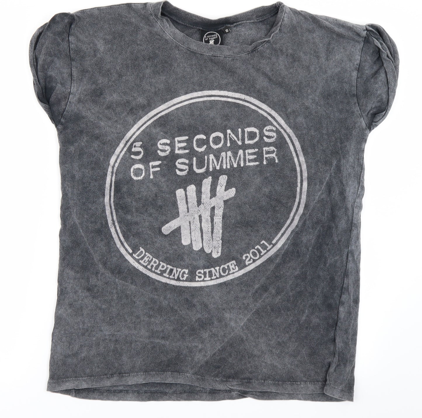 Atmosphere Womens Grey   Basic T-Shirt Size 10  - 5 Seconds of Summer