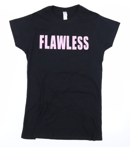Front view of Gildan women’s black basic t-shirt, size M