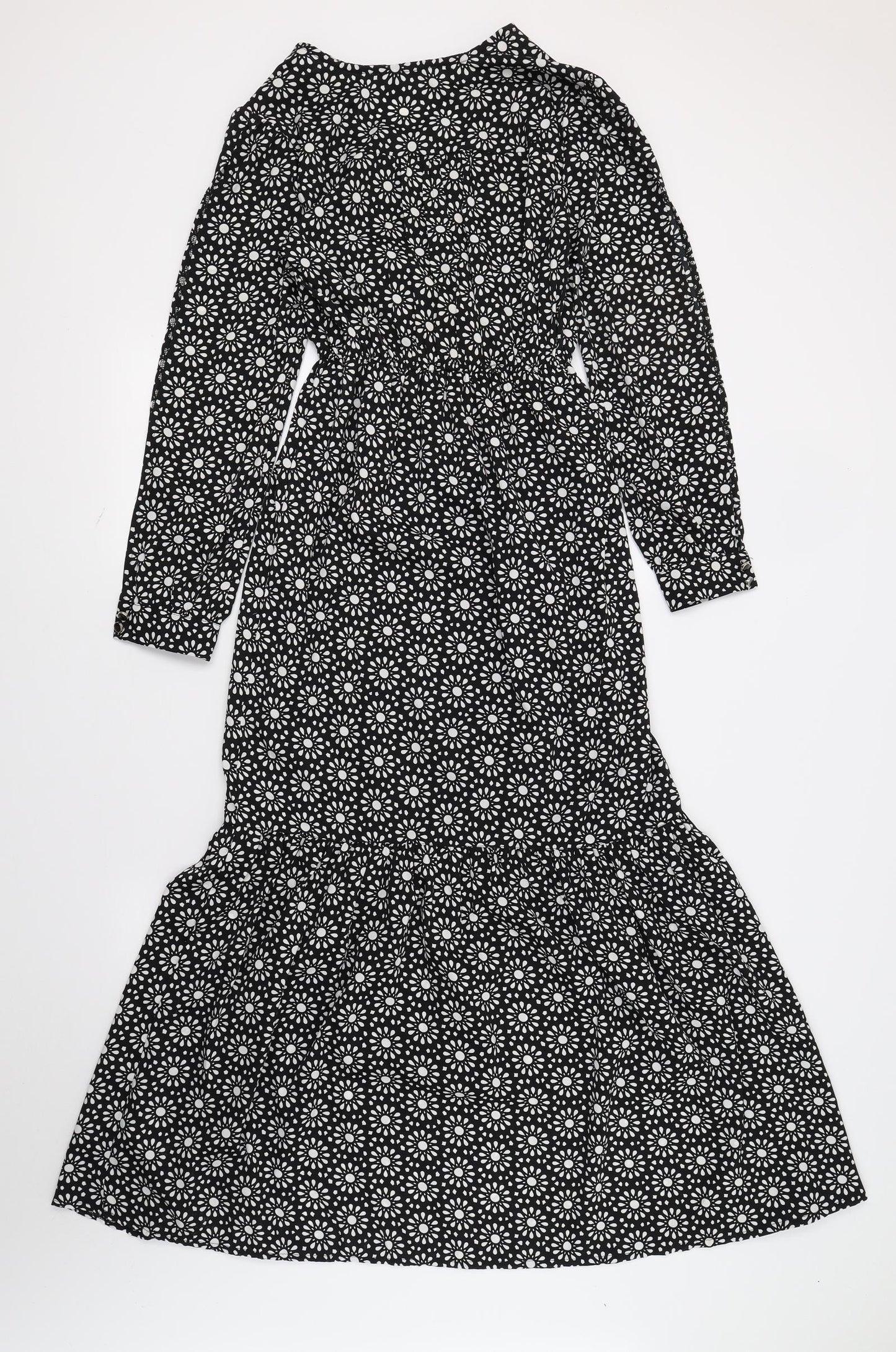 Yumi Womens Black Geometric  Maxi  Size 8