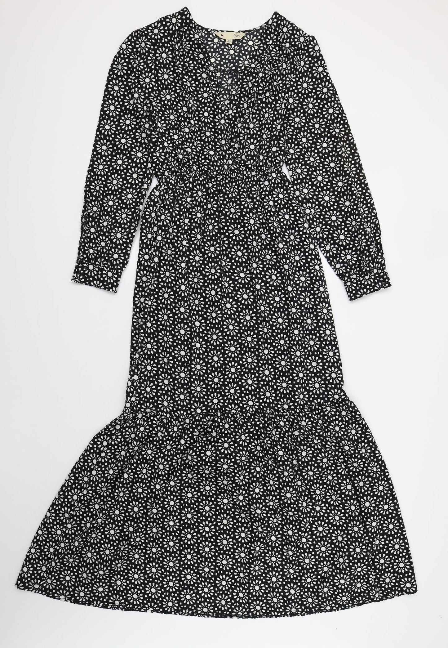 Yumi Womens Black Geometric  Maxi  Size 8