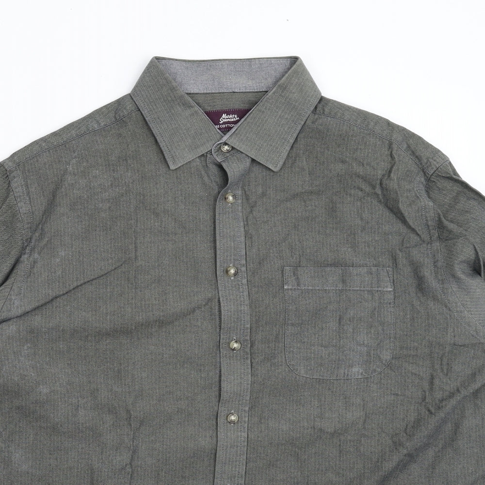 Marks and Spencer Mens Grey Striped   Dress Shirt Size 16.5