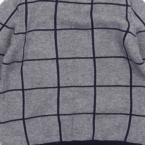 Marks and Spencer Boys Blue Check Knit Pullover Jumper Size 6-7 Years