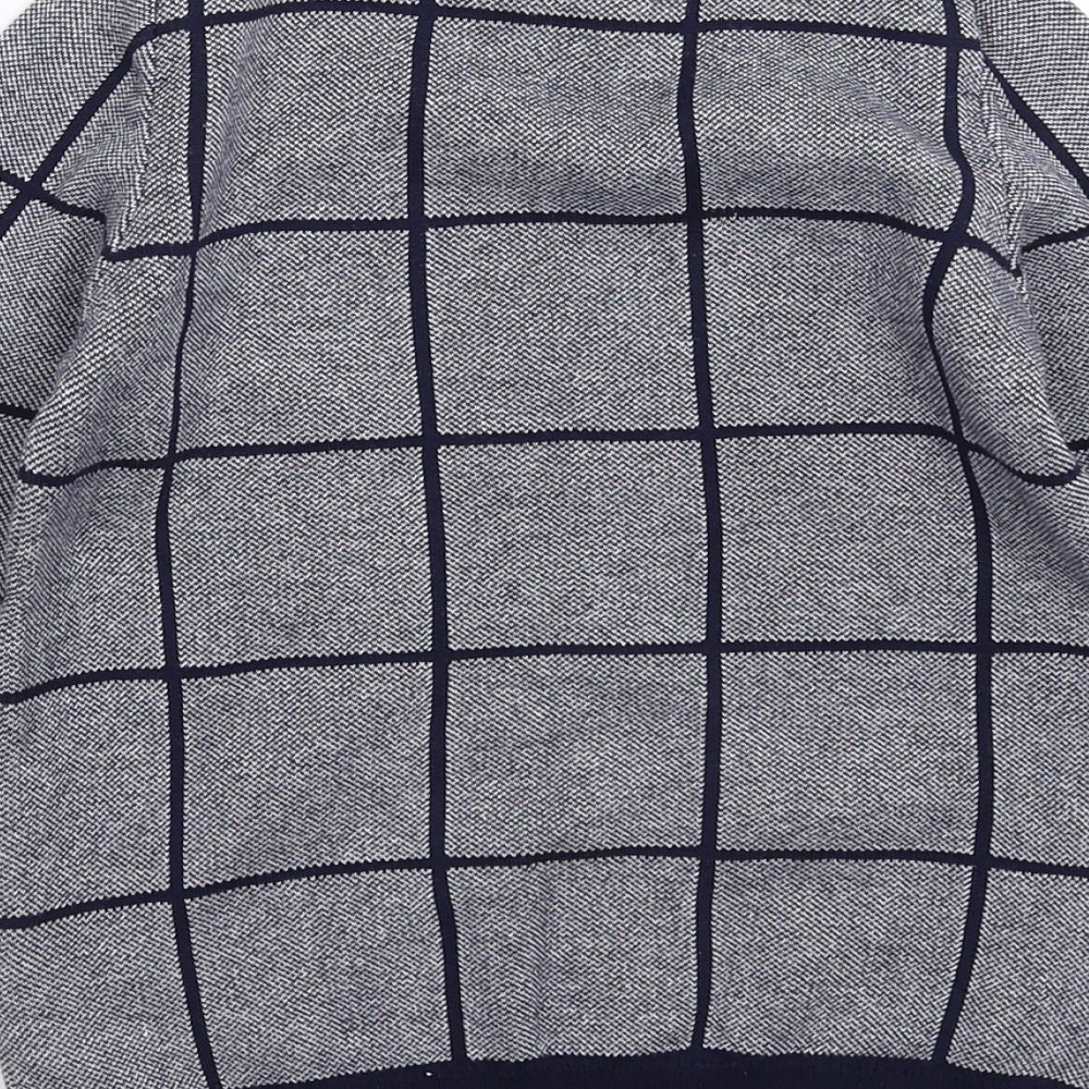 Marks and Spencer Boys Blue Check Knit Pullover Jumper Size 6-7 Years