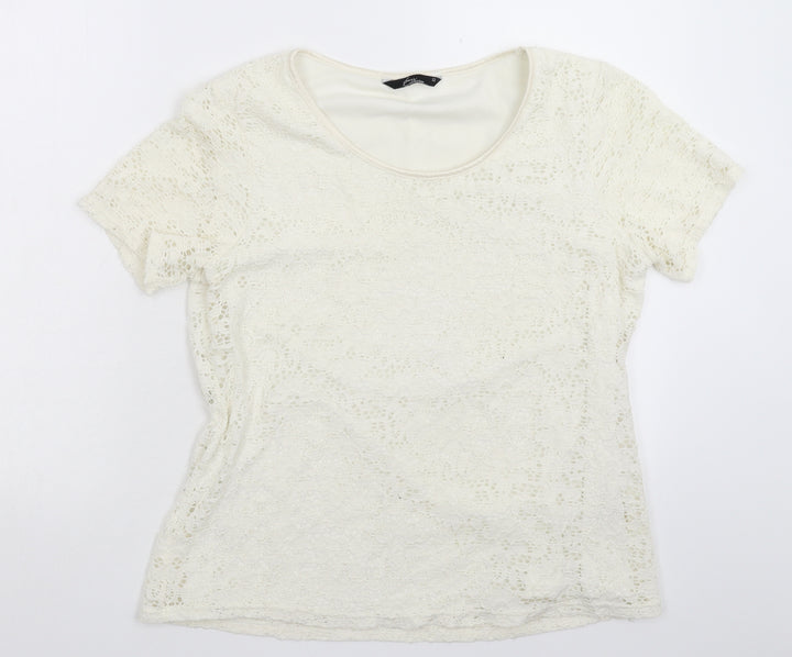 BM Womens White Basic T-Shirt Size 12