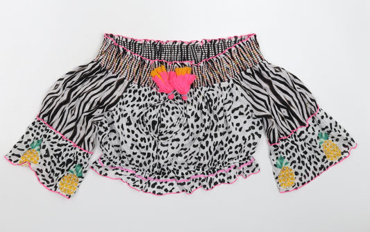 Front view of Pure Sport women’s multicoloured animal print basic blouse, size L