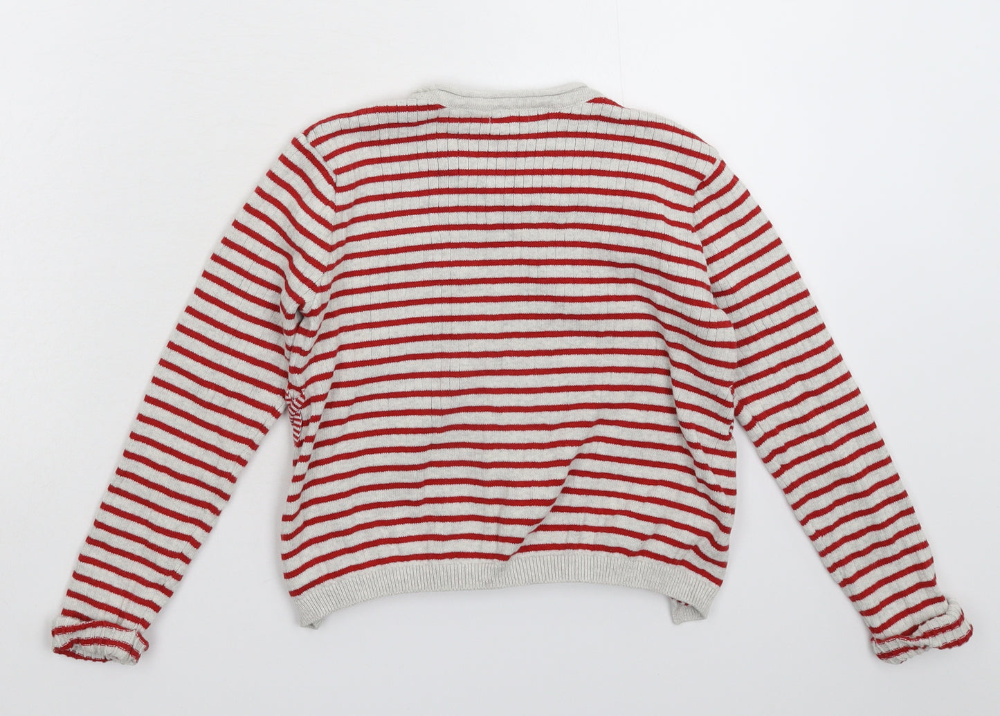 NEXT Girls White Striped Knit Pullover Jumper Size 8 Years