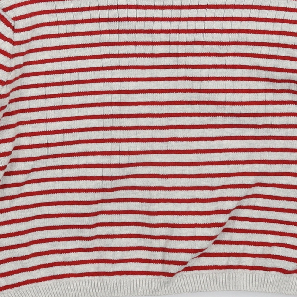 NEXT Girls White Striped Knit Pullover Jumper Size 8 Years