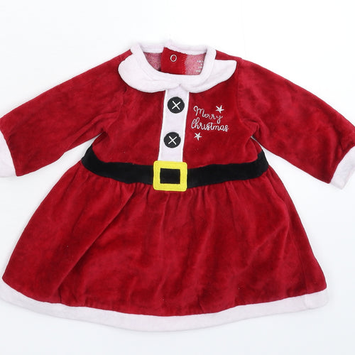 Primark Girls Red  Fleece Fit & Flare  Size 3-6 Months  - Christmas