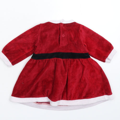 Primark Girls Red  Fleece Fit & Flare  Size 3-6 Months  - Christmas