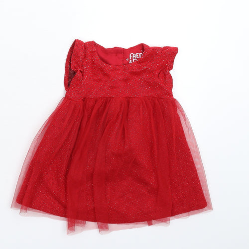 Fred & Flo Girls Red   Fit & Flare  Size 6-9 Months