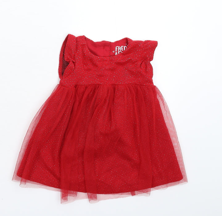Fred & Flo Girls Red Fit & Flare Size 6-9 Months
