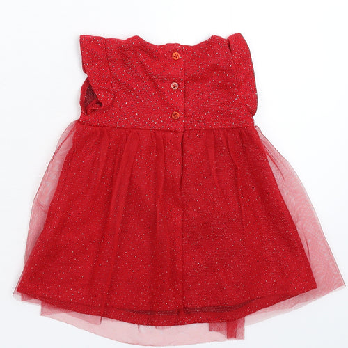 Fred & Flo Girls Red   Fit & Flare  Size 6-9 Months