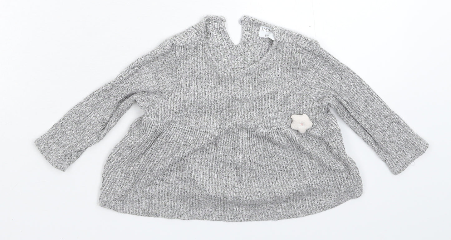Fred & Flo Girls Grey   Jumper Dress  Size 3-6 Months