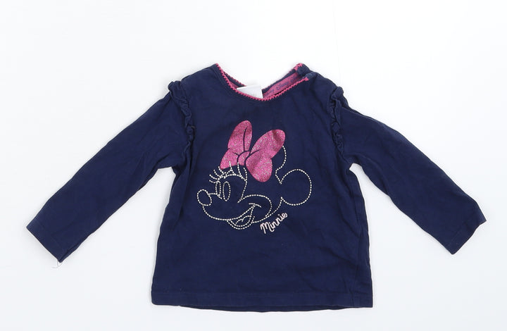 Disney Girls Blue Basic T-Shirt Size 6-9 Months - Minnie