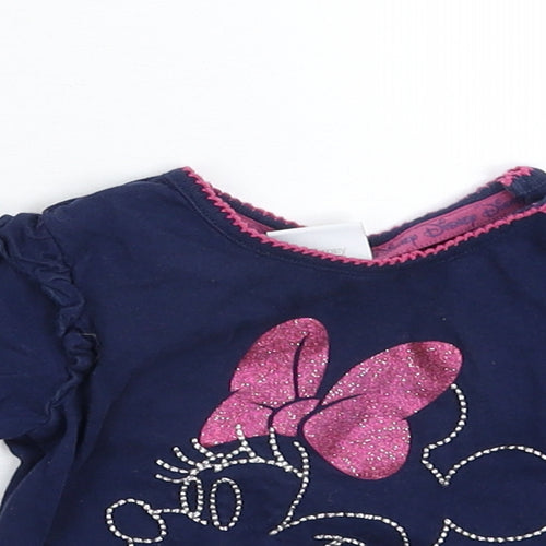 Disney Girls Blue   Basic T-Shirt Size 6-9 Months  - Minnie