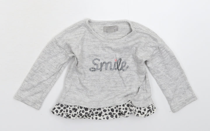 Primark Girls Grey Knit Pullover Jumper Size 9-12 Months