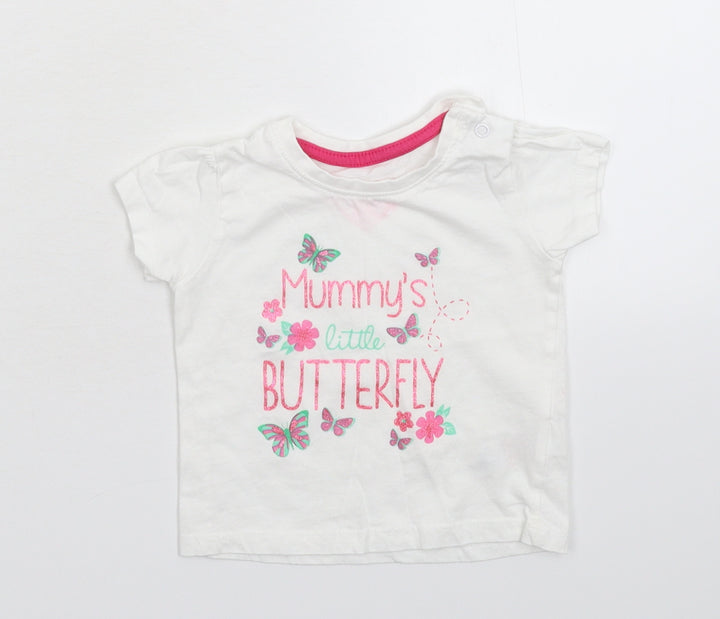 Primark Girls White Basic T-Shirt Size 6-9 Months