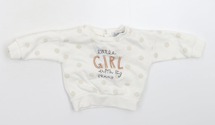 Primark Girls White Spotted  Pullover Jumper Size 3-6 Months  - Sweatshirt