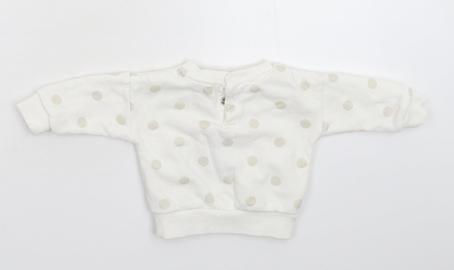 Primark Girls White Spotted  Pullover Jumper Size 3-6 Months  - Sweatshirt