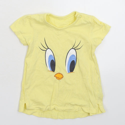 George Girls Yellow   Basic T-Shirt Size 9-12 Months