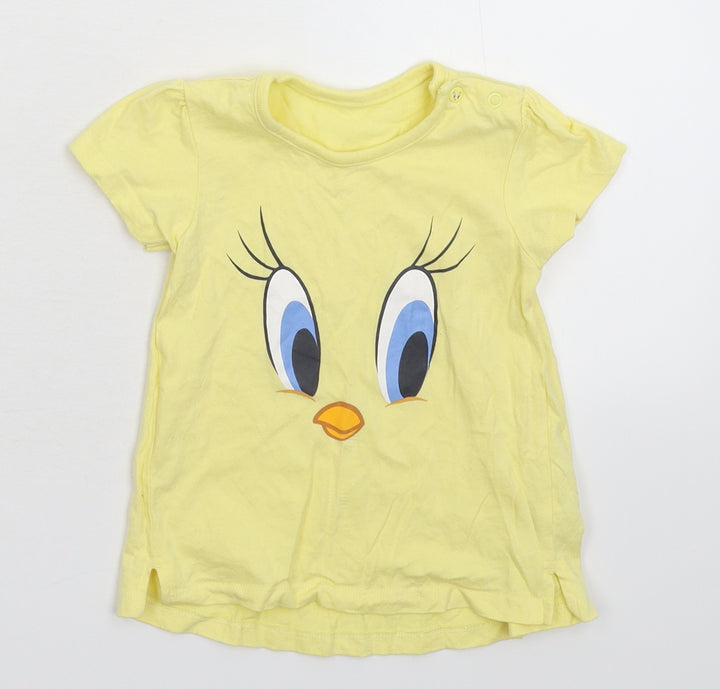 George Girls Yellow   Basic T-Shirt Size 9-12 Months